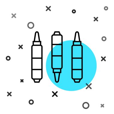 Beyaz arkaplanda siyah çizgi kalem simgesi izole edildi. Keçeli kalem. Rastgele dinamik şekiller. Vektör.