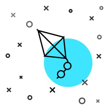 Siyah çizgi Kite simgesi beyaz arkaplanda izole edildi. Rastgele dinamik şekiller. Vektör.