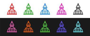 Satır müzesi simgesini siyah beyaz arkaplanda izole et. Vektör.