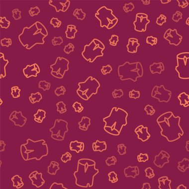 Kahverengi çizgi tahta kütük simgesi kırmızı zeminde izole edilmiş pürüzsüz desen. Yakacak odun yığını. Vektör.