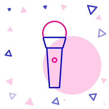 Karaoke simgesi beyaz arkaplanda izole edildi. Mikrofon ve monitör. Renkli taslak konsepti. Vektör İllüstrasyonu.