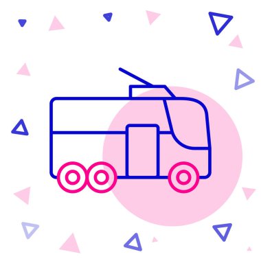 Hat Trolleybus simgesi beyaz arkaplanda izole edildi. Toplu taşıma sembolü. Renkli taslak konsepti. Vektör.