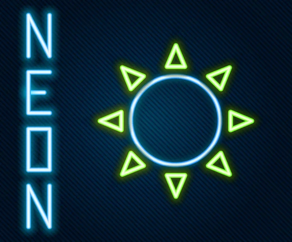 Ragyogó Neon Vonal Sun Ikon Elszigetelt Fekete Háttérrel Nyári Szimbólum — Stock Vector