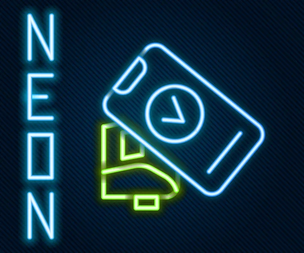 Ragyogó Neon Vonal Pos Terminál Nyomtatott Recept Megerősíti Fizetés Okostelefon — Stock Vector