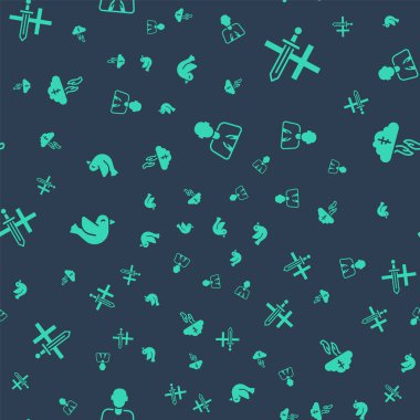 Ellerinizi dua pozisyonuna getirin, Haçlı Seferi, Güvercin ve Tanrılar kusursuz desen üzerinde el ele tutuşun. Vektör.