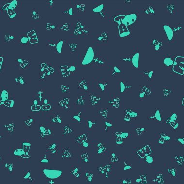 Hıristiyan haçını zincirle, kadehle ekmeği dağıt rahibin ve ellerin kusursuz bir şekilde dua etmesini sağla. Vektör.