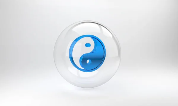 Blue Yin Yang Symbol Harmony Balance Icon Isolated Grey Background — Stock Photo, Image