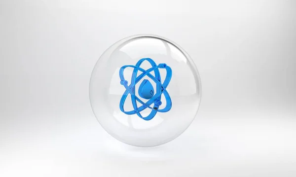 Ikona Modrého Atomu Izolovaná Šedém Pozadí Symbol Vědy Vzdělání Jaderné — Stock fotografie