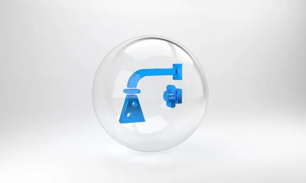 Ícone Torneira Água Azul Isolado Fundo Cinza Botão Círculo Vidro — Fotografia de Stock