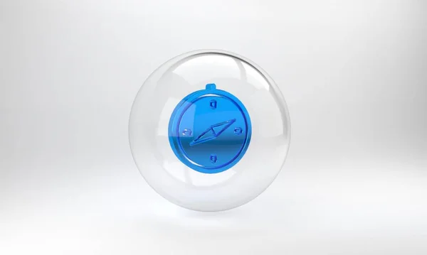 Icono Brújula Azul Aislado Sobre Fondo Gris Windrose Símbolo Navegación — Foto de Stock