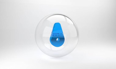 Blue Dildo vibrator for sex games icon isolated on grey background. Sex toy for adult. Vaginal exercise machines for intimate. Glass circle button. 3D render illustration.