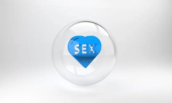 Blue Heart Text Sex Icon Isolated Grey Background Взрослые Довольствуются — стоковое фото