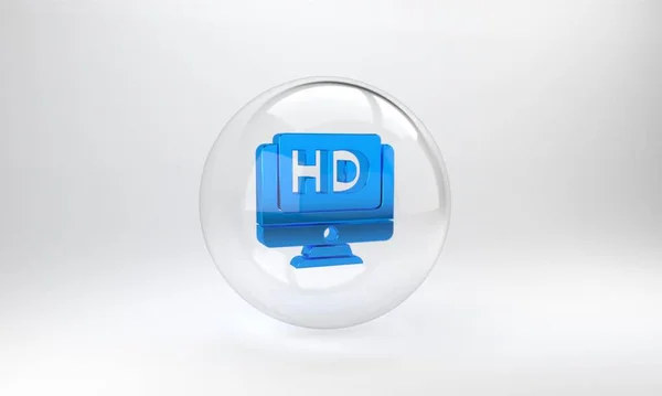 Écran Ordinateur Bleu Avec Icône Technologie Vidéo Isolé Sur Fond — Photo
