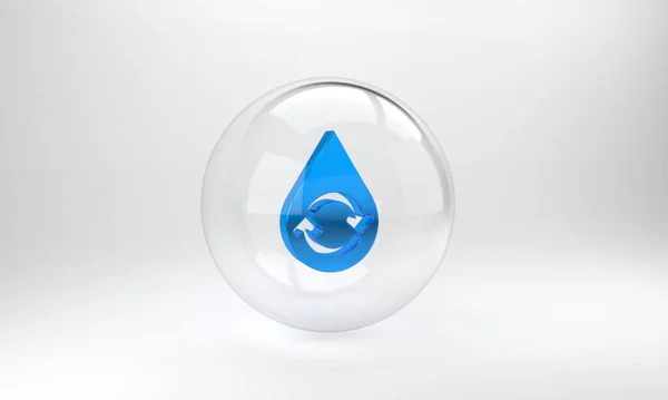 Ícone Aqua Limpo Blue Recycle Isolado Fundo Cinza Gota Água — Fotografia de Stock