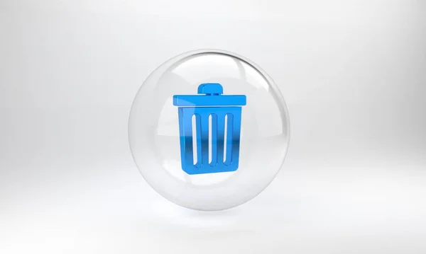 Значок Blue Trash Can Выделен Сером Фоне Знак Мусорного Бака — стоковое фото