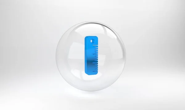 Icona Blue Ruler Isolata Sfondo Grigio Simbolo Dritto Pulsante Cerchio — Foto Stock