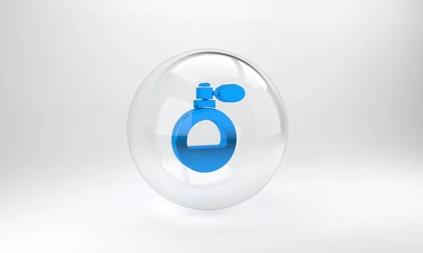 Ícone Perfume Azul Isolado Fundo Cinza Botão Círculo Vidro Ilustração — Fotografia de Stock
