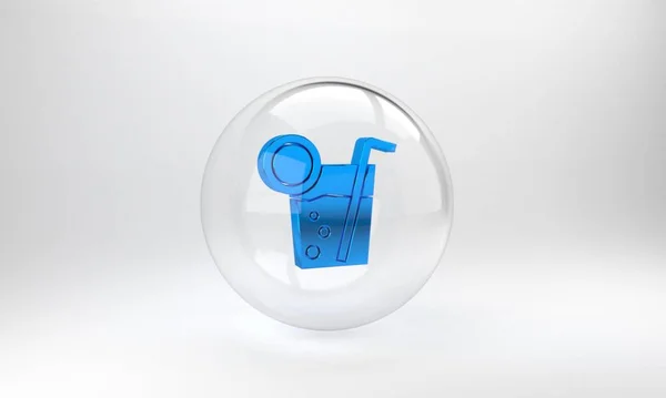 Ícone Coquetel Azul Isolado Fundo Cinza Botão Círculo Vidro Ilustração — Fotografia de Stock