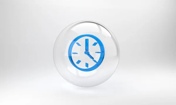 Icono Del Reloj Azul Aislado Sobre Fondo Gris Símbolo Tiempo — Foto de Stock