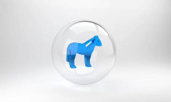 Icono Caballo Azul Aislado Sobre Fondo Gris Símbolo Animal Botón — Foto de Stock