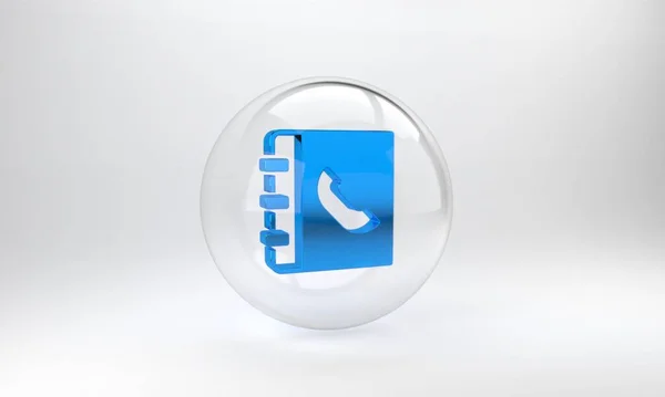 Blaues Telefonbuch Symbol Isoliert Auf Grauem Hintergrund Adressbuch Telefonbuch Glaskreisknopf — Stockfoto