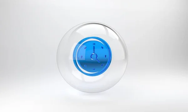 Μπλε Ρολόι Εικονίδιο Απομονώνονται Γκρι Φόντο Σύμβολο Χρόνου Γυάλινο Κουμπί — Φωτογραφία Αρχείου