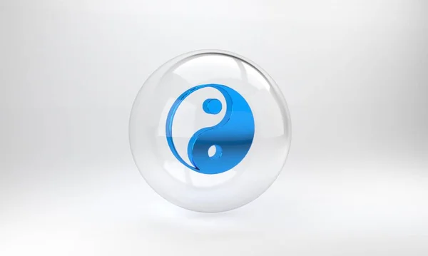 Yin Yang Azul Símbolo Harmonia Ícone Equilíbrio Isolado Fundo Cinza — Fotografia de Stock