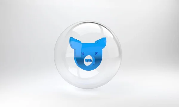 Ícone Blue Pig Isolado Fundo Cinza Símbolo Animal Botão Círculo — Fotografia de Stock