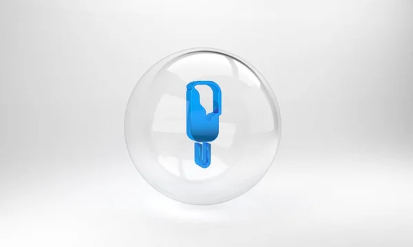 Μπλε Εικονίδιο Παγωτού Απομονωμένο Γκρι Φόντο Γλυκό Σύμβολο Γυάλινο Κουμπί — Φωτογραφία Αρχείου