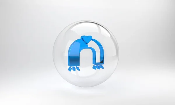 Ímã Amor Azul Ícone Isolado Fundo Cinza Botão Círculo Vidro — Fotografia de Stock