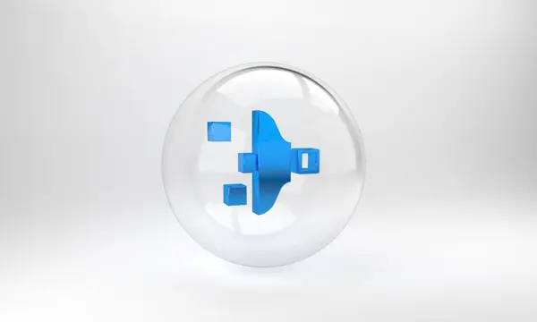 Ícone Configuração Filtro Azul Isolado Fundo Cinza Botão Círculo Vidro — Fotografia de Stock