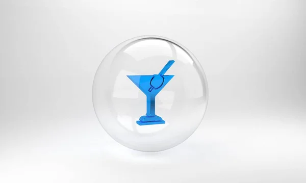 Icono Vidrio Martini Azul Aislado Sobre Fondo Gris Icono Cóctel — Foto de Stock