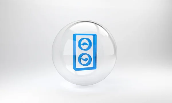 Ícone Blue Lift Isolado Fundo Cinza Símbolo Elevador Botão Círculo — Fotografia de Stock