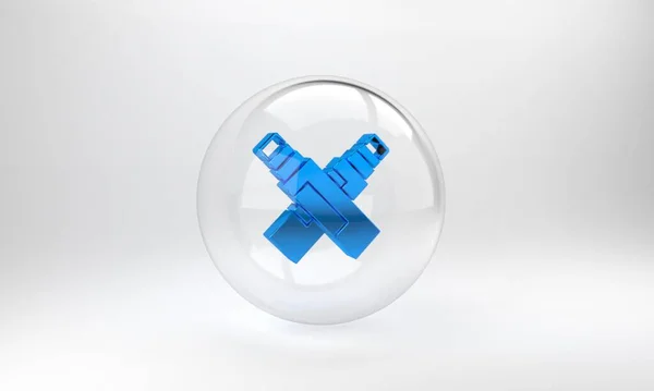 Icono Rotulador Azul Aislado Sobre Fondo Gris Botón Círculo Cristal — Foto de Stock