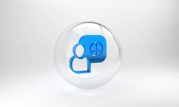 Blue Peace Fala Ícone Isolado Fundo Cinza Botão Círculo Vidro — Fotografia de Stock