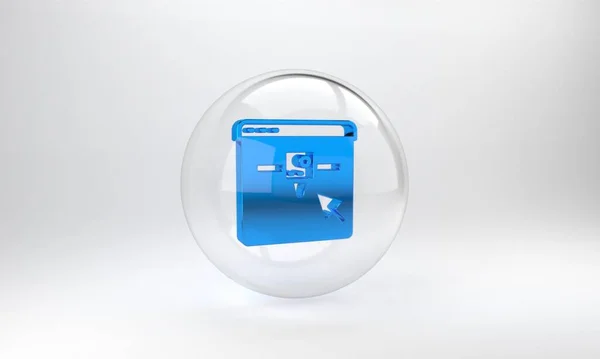 Blue Printer Setting Icon Isolated Grey Background Printing Glass Circle — Stock Photo, Image