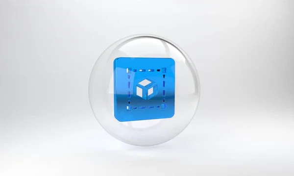 Blue Geometric Figure Cube Icon Isolated Grey Background Abstract Shape — Stock Photo, Image