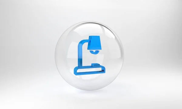 Blauwe Tafellamp Pictogram Geïsoleerd Grijze Achtergrond Glazen Cirkel Knop Weergave — Stockfoto