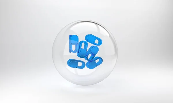 Medicina Azul Comprimido Tablet Ícone Isolado Fundo Cinza Comprimido Cápsula — Fotografia de Stock