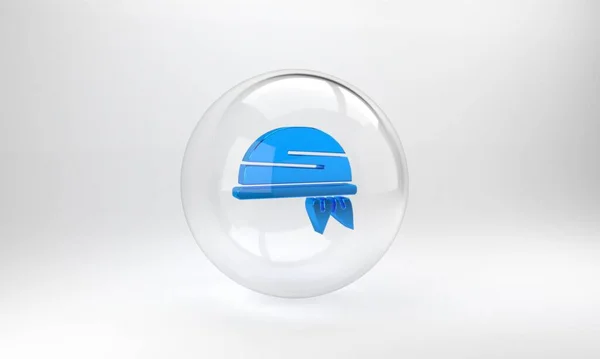 Ícone Azul Bandana Isolado Fundo Cinza Botão Círculo Vidro Ilustração — Fotografia de Stock