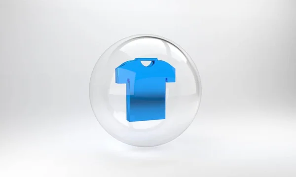 Icona Shirt Blu Isolata Sfondo Grigio Pulsante Cerchio Vetro Illustrazione — Foto Stock