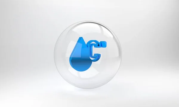 Ícone Azul Temperatura Água Isolado Fundo Cinzento Botão Círculo Vidro — Fotografia de Stock