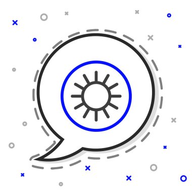 Çizgi Sun simgesi beyaz arkaplanda izole edildi. Renkli taslak konsepti. Vektör.