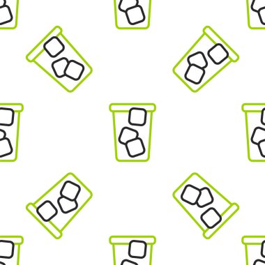 Buz çay ikonu beyaz arka planda izole edilmiş kusursuz desen. Buzlu çay. Vektör.