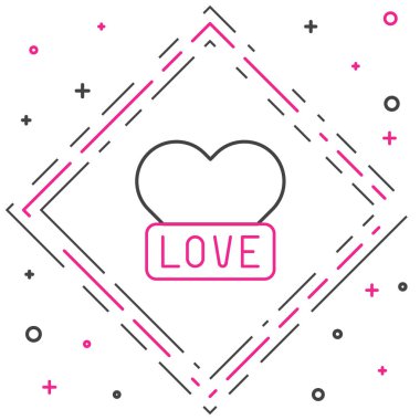 Çizgi Kalbi simgesi beyaz arkaplanda izole edildi. Romantik sembol, bağlanma, tutku ve düğün. Sevgililer günün kutlu olsun. Renkli taslak konsepti. Vektör.