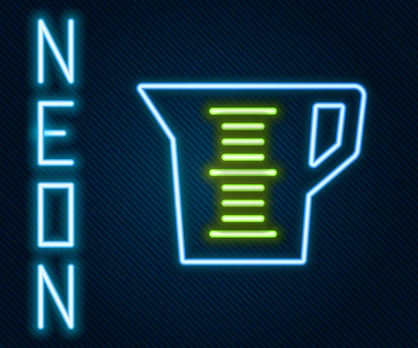 Žhnoucí Neonová Čára Měřicí Kelímek Pro Měření Sucha Kapaliny Ikony — Stockový vektor