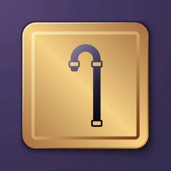 Purple Walking Hůl Ikona Izolované Fialovém Pozadí Zlatý Knoflík Vektor — Stockový vektor