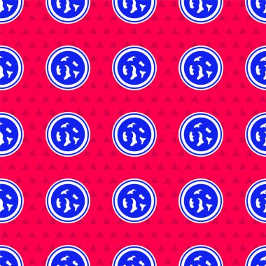 Mavi Petri kabında kırmızı arka planda izole edilmiş bakteri simgesi var. Vektör.