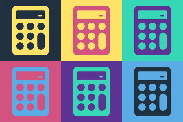 Pop Art Calculator Pictogram Geïsoleerd Kleur Achtergrond Boekhoudkundig Symbool Bedrijfsberekeningen — Stockvector