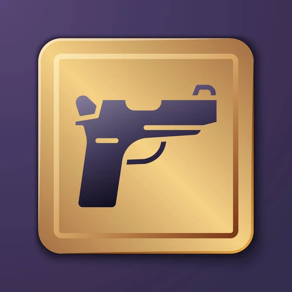 Фіолетовий Пістолет Або Значок Зброї Ізольовані Фіолетовому Фоні Поліція Або — стоковий вектор